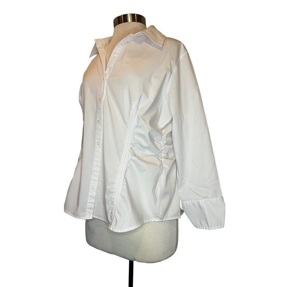 Zac & Rachel Women's White Blouse Size XL Dress or Office Long Sleeve Button Dow - Picture 2 of 10